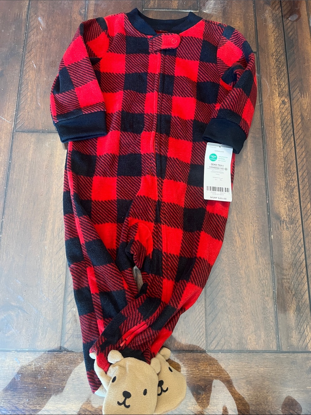 Carter's Red and Black Buffalo Plaid Footed Pajama Sleeper